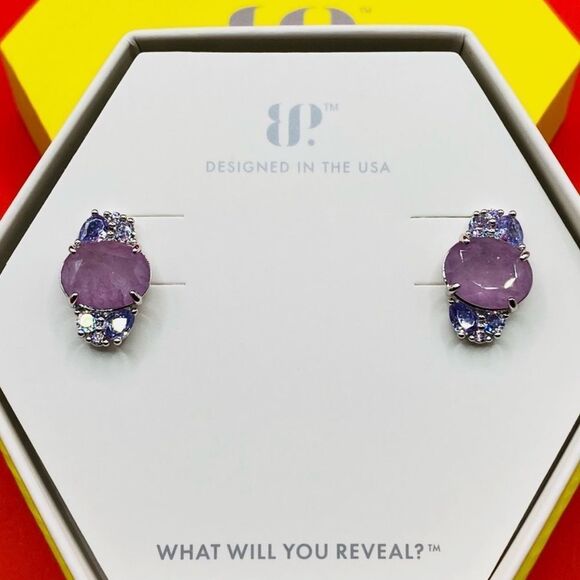 Bomb Party Earrings RBP8926 "Just Say Yes" Kunzite & Quartz on Rhodium NWT - Picture 1 of 3